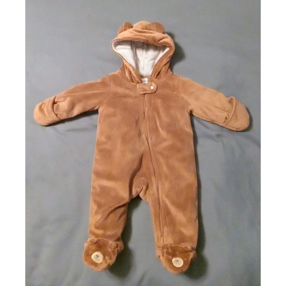 Carter's Baby Just One You Plush Brown Bear Hooded Snuggle Snow Suit 3 Months